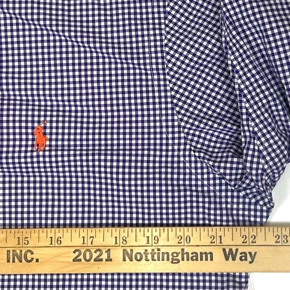Polo Ralph Lauren Mens Slim Fit Gingham Button Down Shirt Purple White L